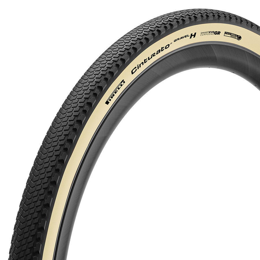 Pirelli, Cinturato Gravel H HP-Line, Gravel Tire, 700x40C, Folding, Tubeless Ready, SmartEVO GR, ProWALL Gravel, 120TPI, White