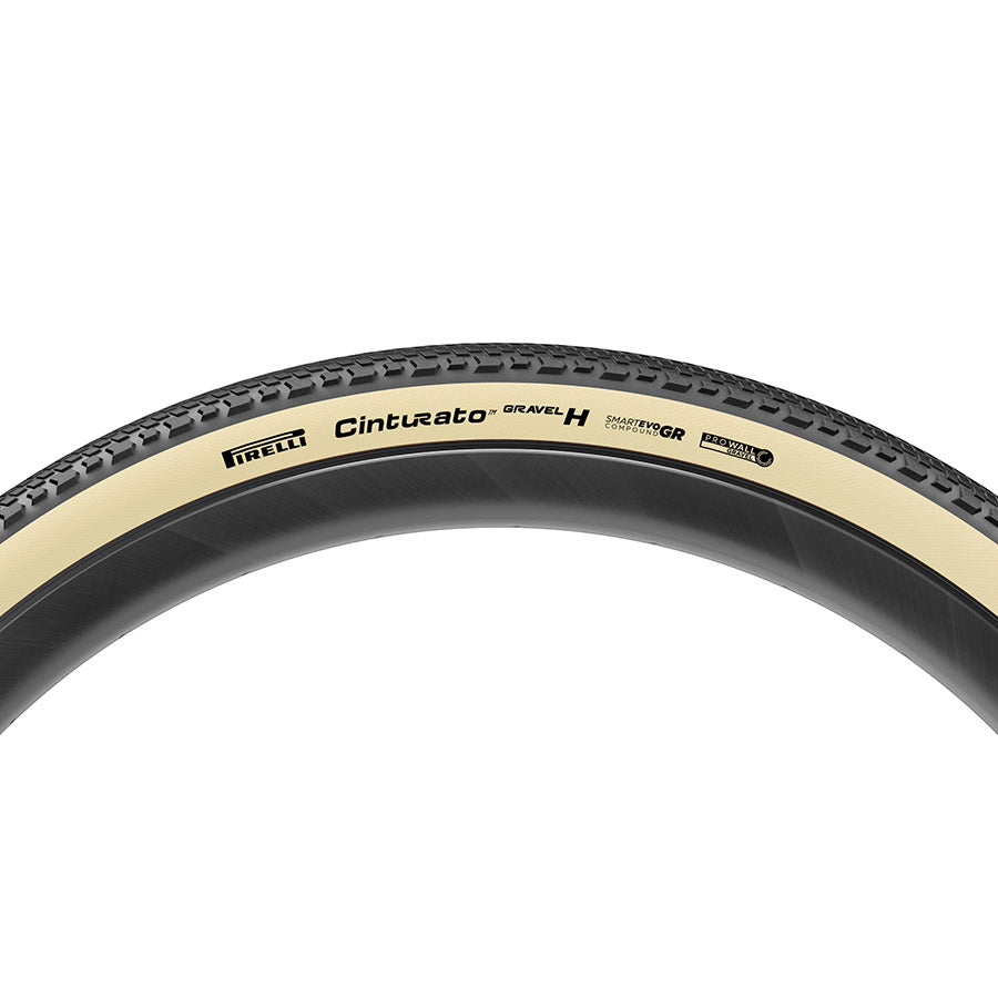 Pirelli, Cinturato Gravel H HP-Line, Gravel Tire, 700x40C, Folding, Tubeless Ready, SmartEVO GR, ProWALL Gravel, 120TPI, White