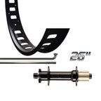Wheel Shop, Evo JP73 Black/ Novatec D202SB, Wheel, Rear, 26'' / 559, Holes: 32, 12mm TA, 197mm, Disc IS 6-bolt, Shimano HG