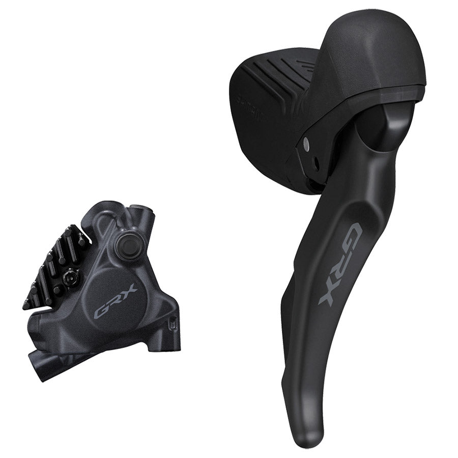 Shimano, GRX ST-RX610/BL-RX610/BR-RX410, Road Hydraulic Disc Brake, Front, Flat mount, 160mm (not included), Black, IRX6103DLF6SC100A