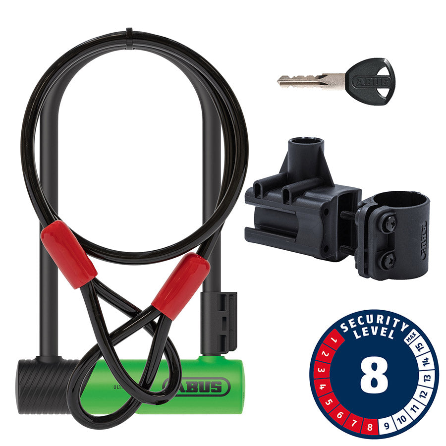 Abus, Ultra 410K + Cobra, U-Lock, Key, 12mm, 170x230mm, 6.7''x9'', Black
